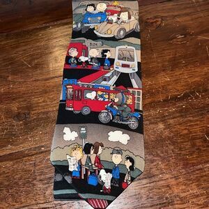 Peanuts 100% silk transportation travel bus taxi truck car VW neck tie collector